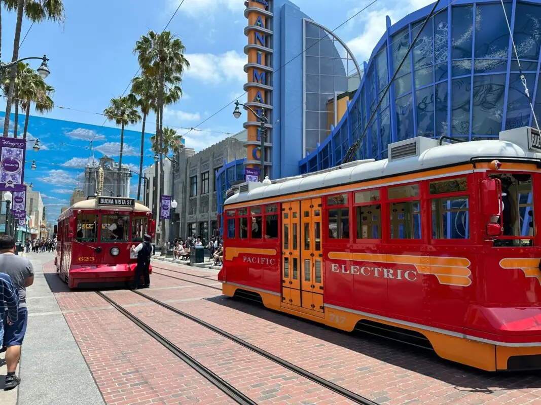 red car trolley in Disney California adventure to be removed from the park for construction.