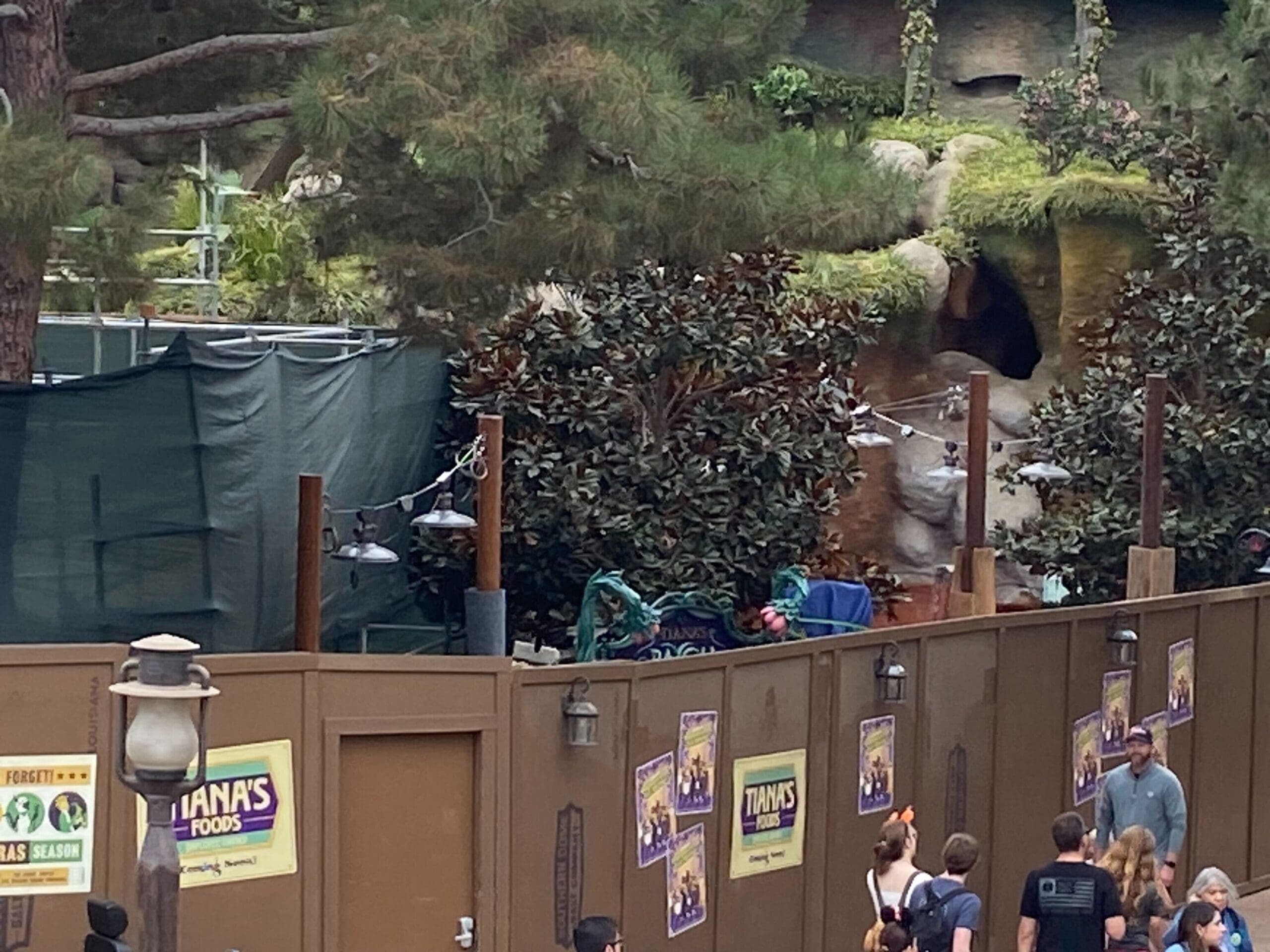 Entrance scene behind facades at Disneyland's Tiana's Bayou Adventure